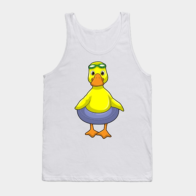 Duck at Swimming with Swim ring Tank Top by Markus Schnabel